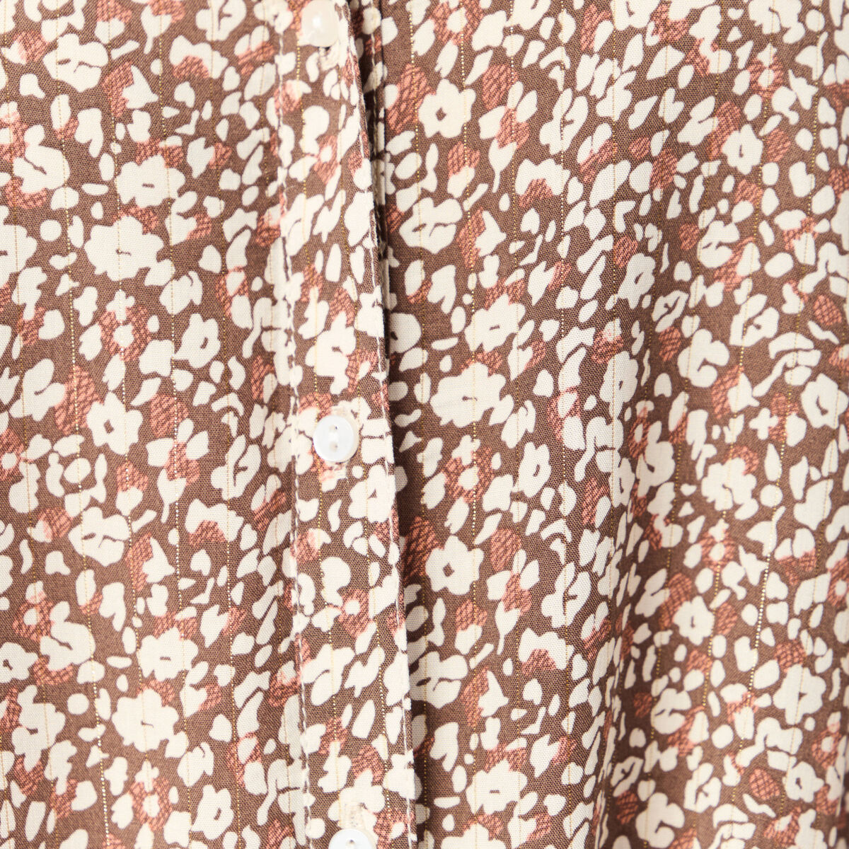 Blouse droite courte manches longues marron femme