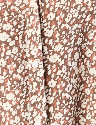 Blouse droite courte manches longues marron femme