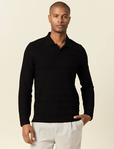 Polo manches longues noir homme