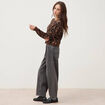 Gilet manches longues col rond marron fonc&eacute; femme