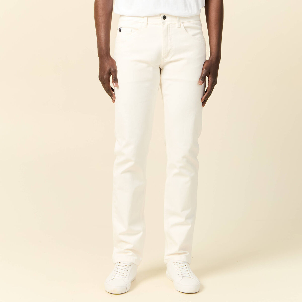 Jeans straight homme used L34 denim blanc homme