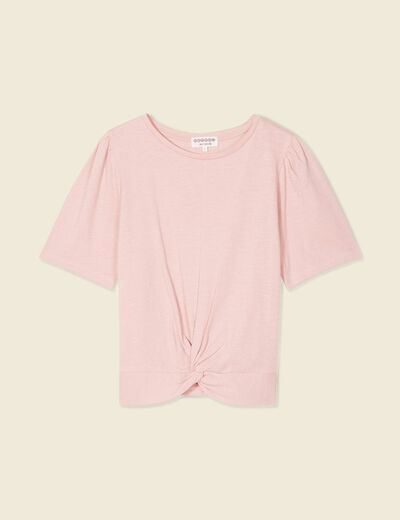T-shirt en coton manches courtes rose pastel femme