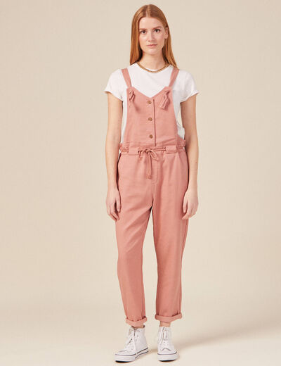 Salopette fluide boutonnée rouge clair femme