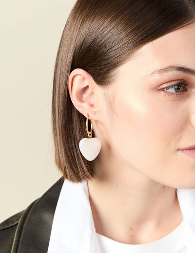 Boucles d'oreilles pendantes ecru femme