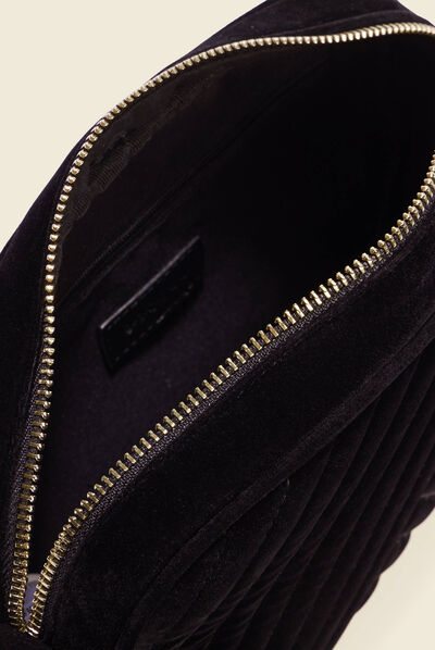 Sac velours en bandoulière noir femme