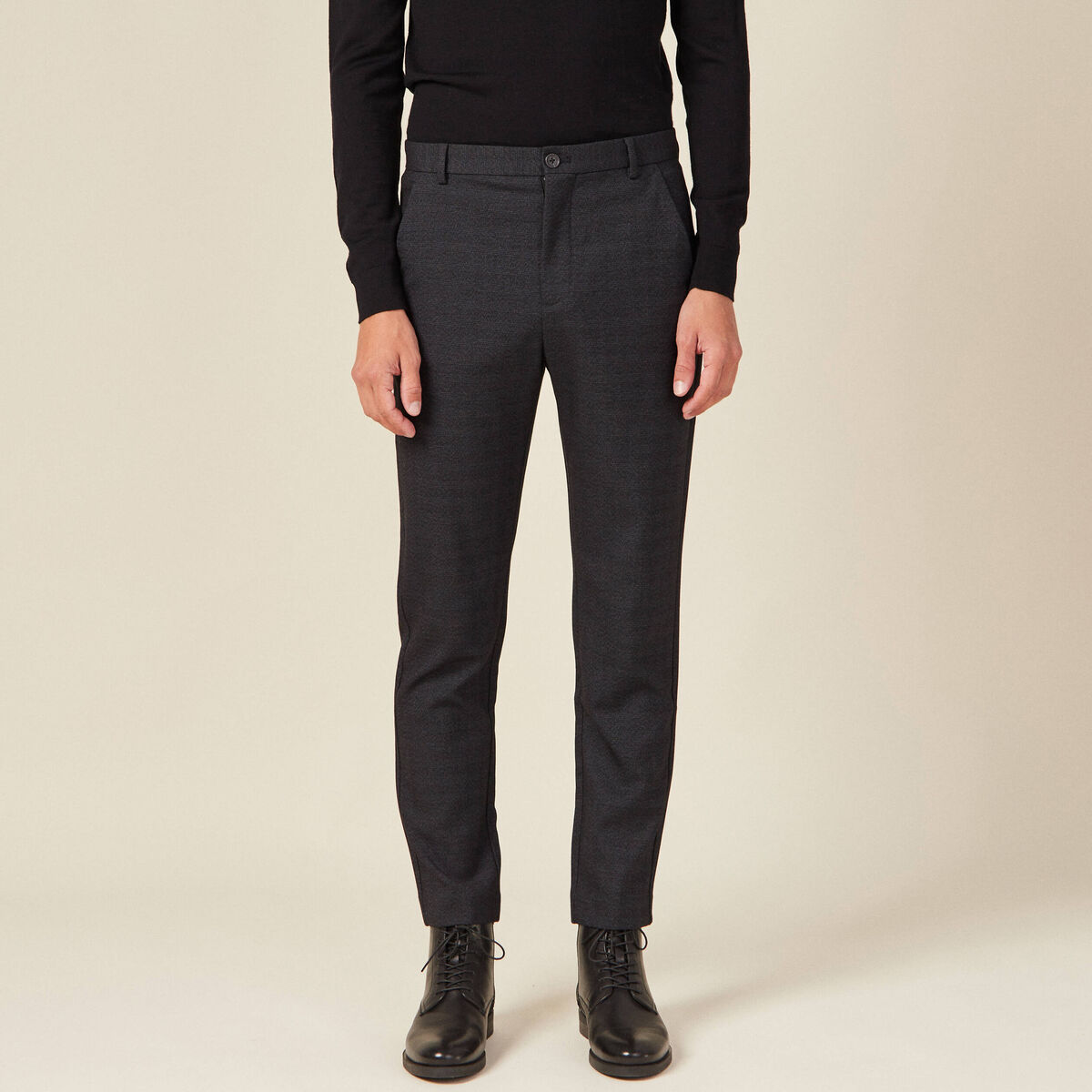 Pantalon chino tapered noir homme