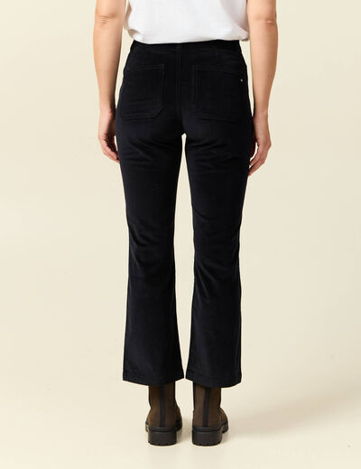 Pantalon bootcut cropped taille haute noir femme