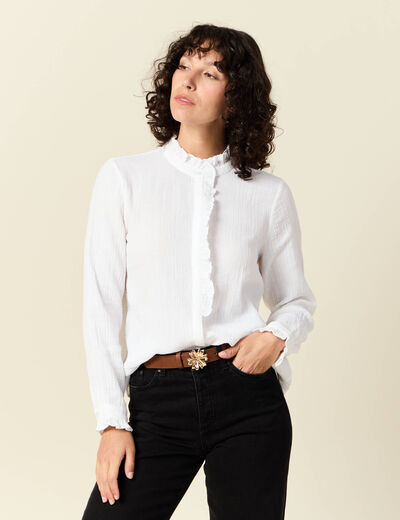 Chemise manches longues blanc femme