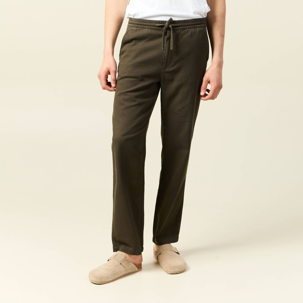 Pantalon chino vert kaki homme