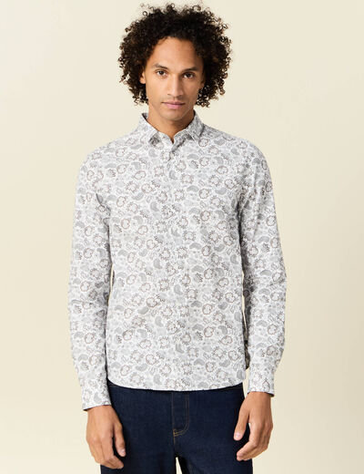 Chemise en coton manches longues blanc homme