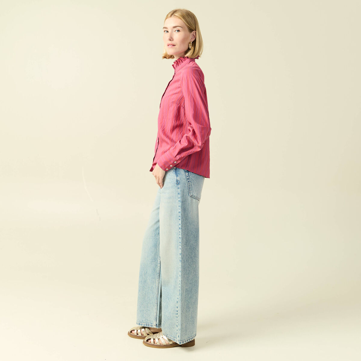 Chemise oversize manches longues prune femme