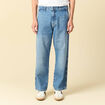 Jeans loose longueur 32 en coton denim bleach homme