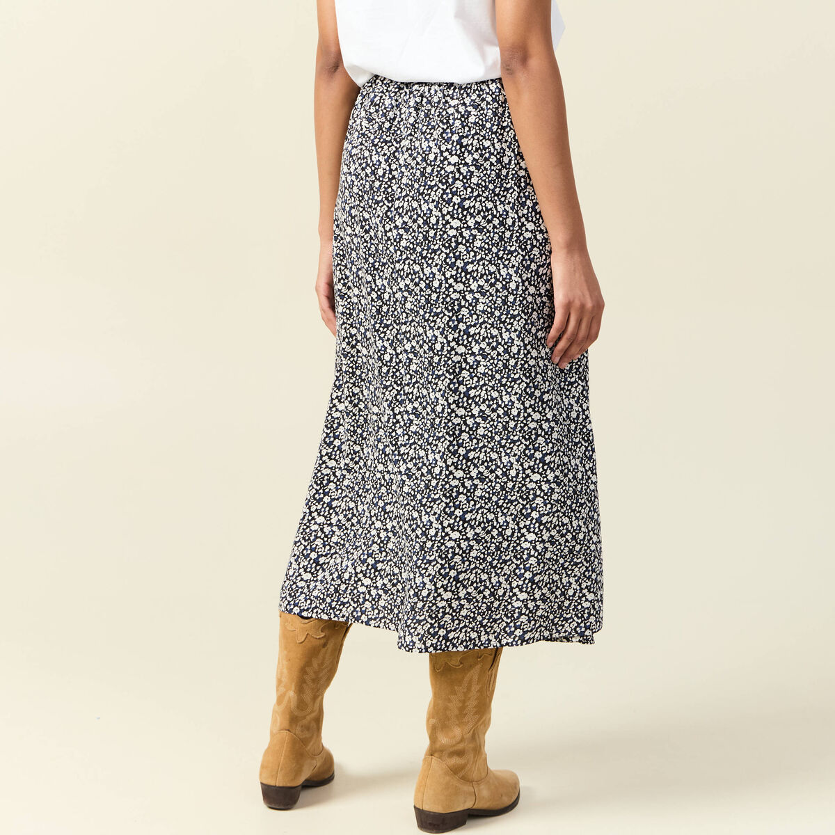 Jupe longue portefeuille bleu femme