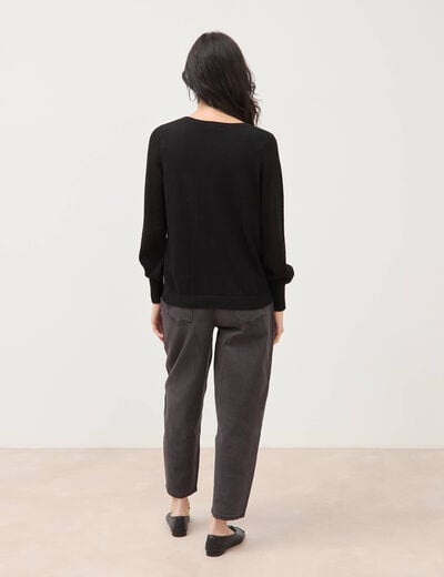 Pull manches longues noir femme