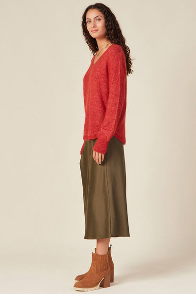 Pull éco-responsable rouge foncé femme