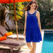 Robe évasée poitrine crochet bleu violet femme
