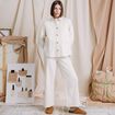 Blouson boutonné brodé denim blanc femme