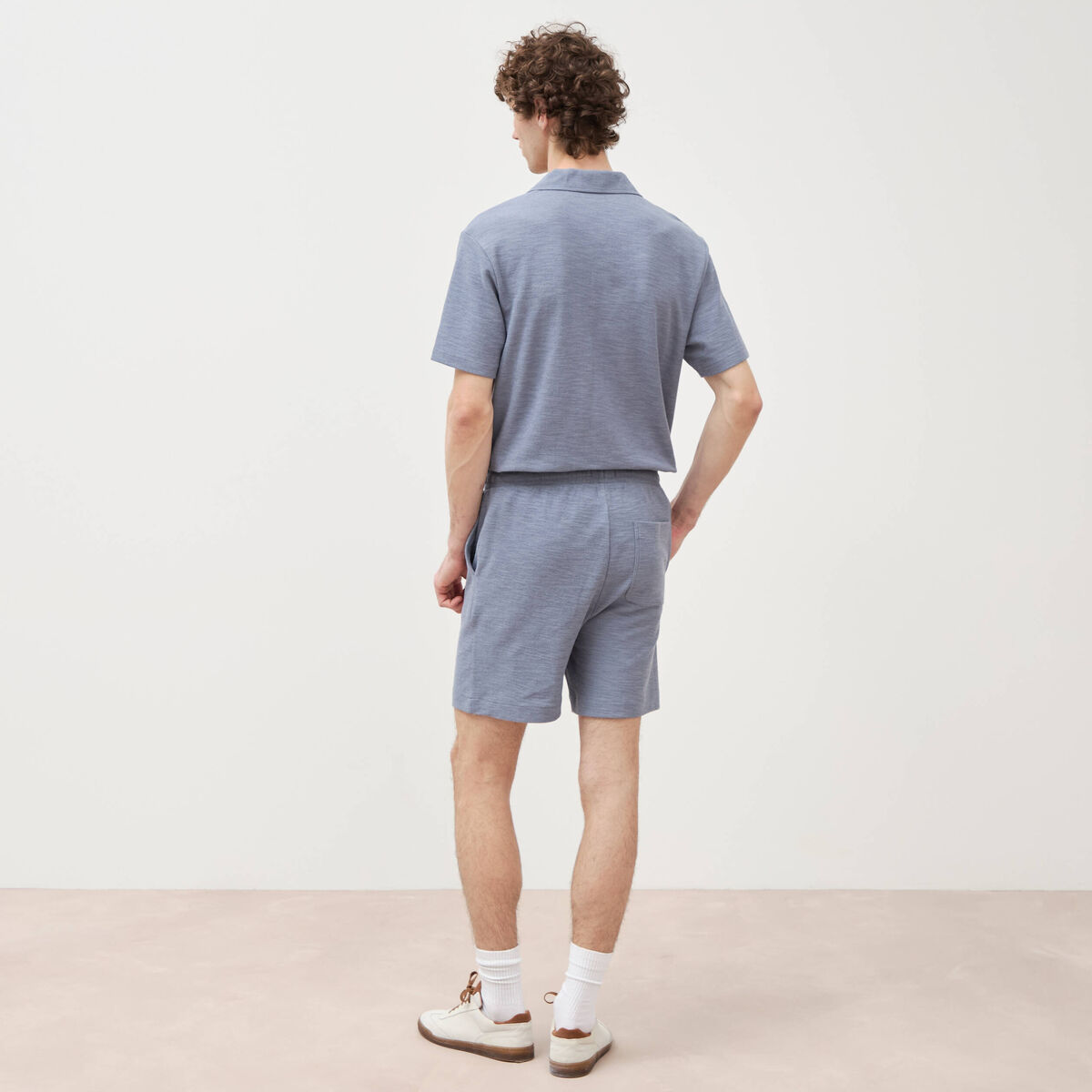 Short droit avec cordon bleu gris homme