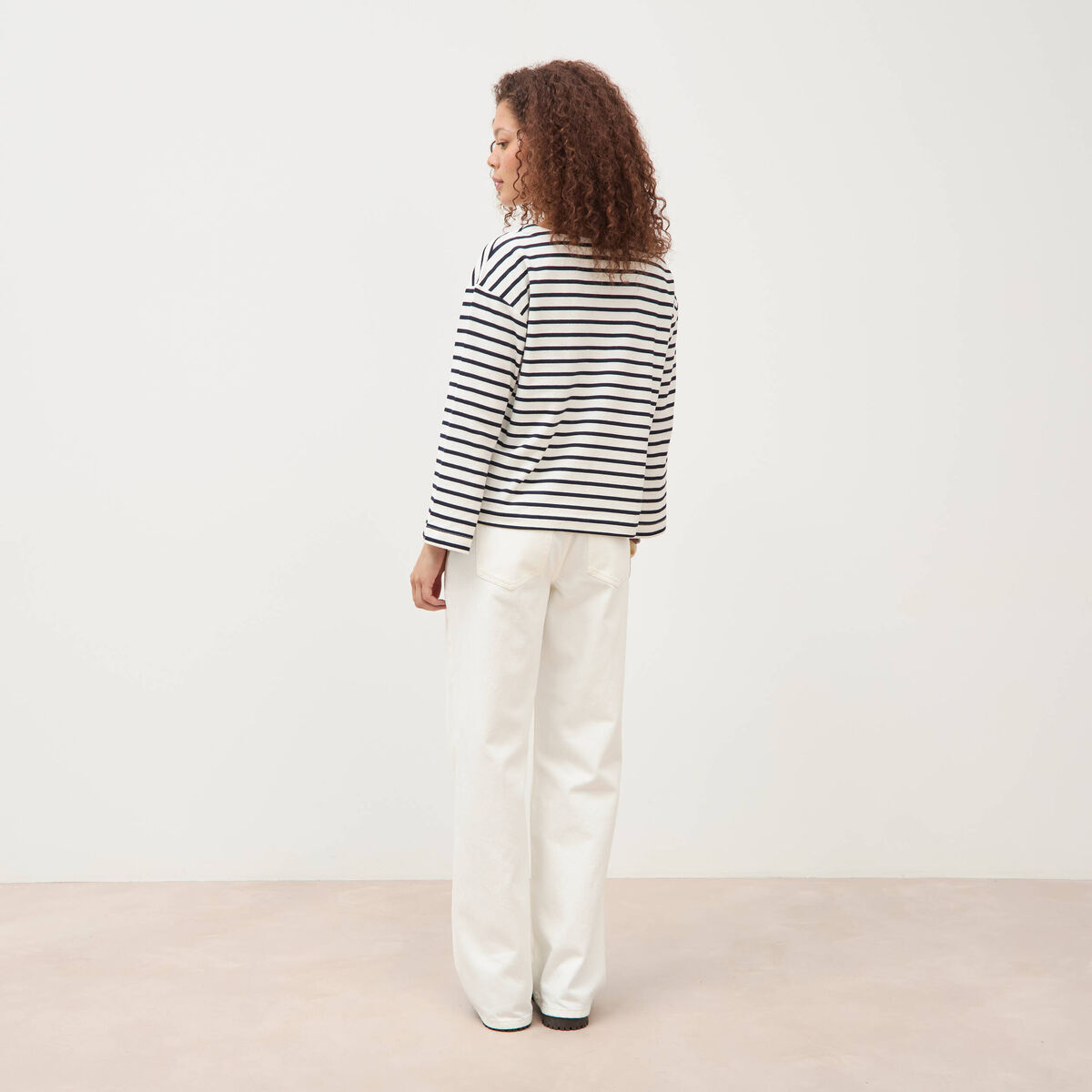 Marini&egrave;re manches longues broderie ecru femme