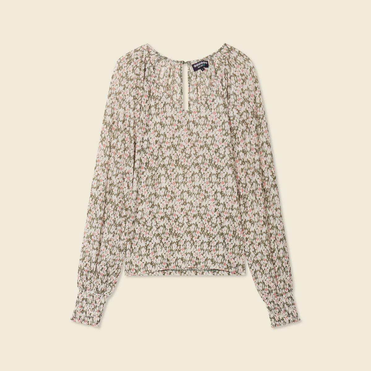 T-shirt manches longues vert kaki femme