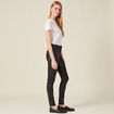 Tregging skinny denim noir enduit femme