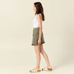 Jupe chino trap&egrave;ze vert kaki femme