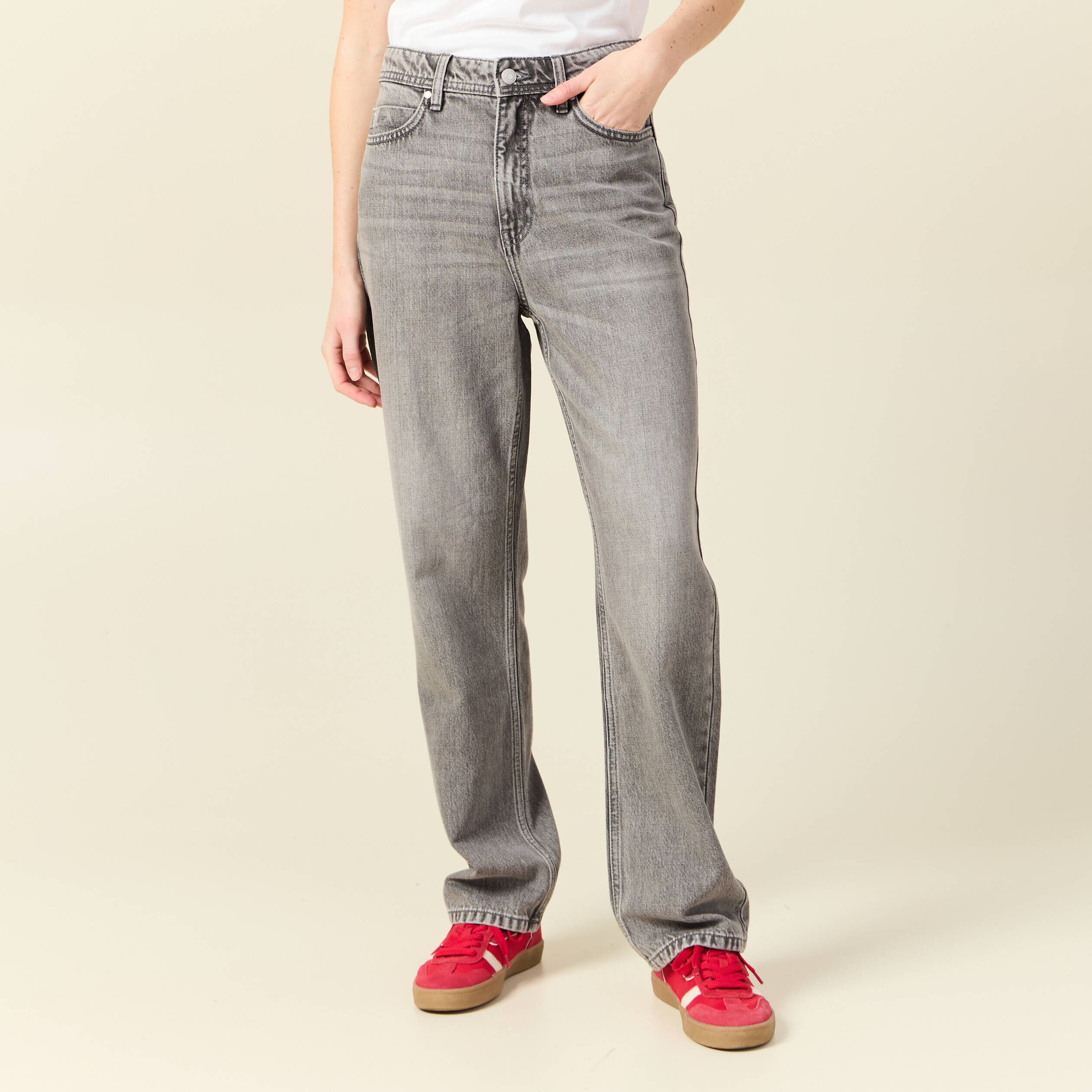 Jean straight Gris Femme Vib s