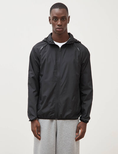 Blouson droit &agrave; capuche manches longues noir homme