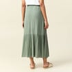 Jupe longue évasée vert kaki femme