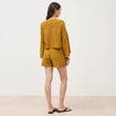 Gilet ajour&eacute; col v manches coude vert olive femme