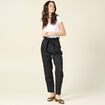 Pantalon carotte ceinturé noir femme