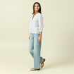 Chemise col tunisien manches 3/4 blanc femme
