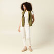 Short cintré manches courtes col rond beige femme