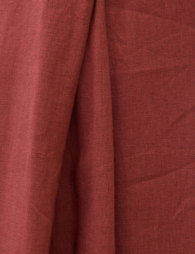Robe sans manches col v marron cognac femme