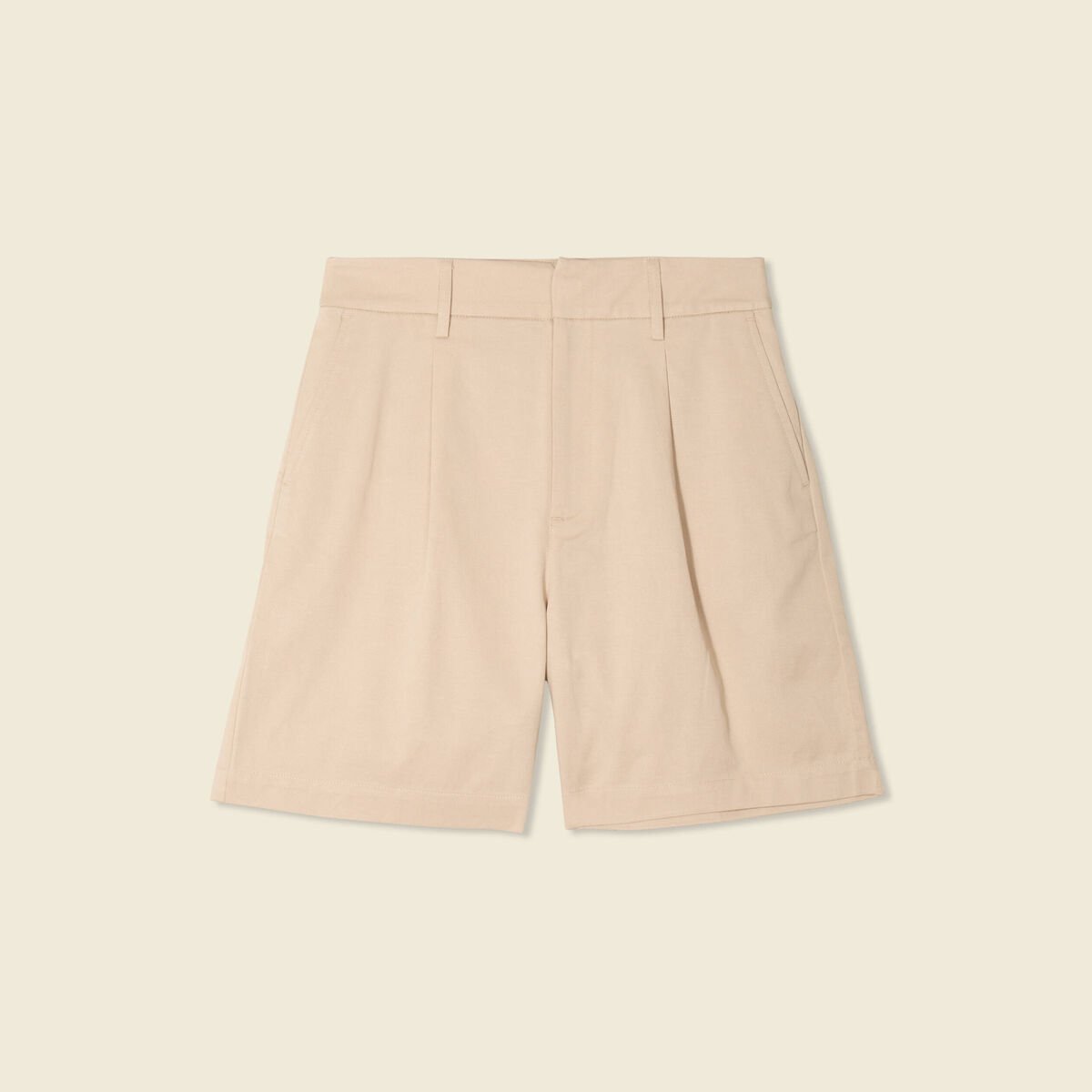 Bermuda droit taille haute beige femme