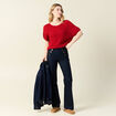 Pull manches courtes rose framboise femme