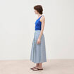 Jupe longue &eacute;vas&eacute;e en coton ray&eacute; bleu femme