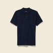 Polo cintr&eacute; en coton manches courtes bleu marine homme