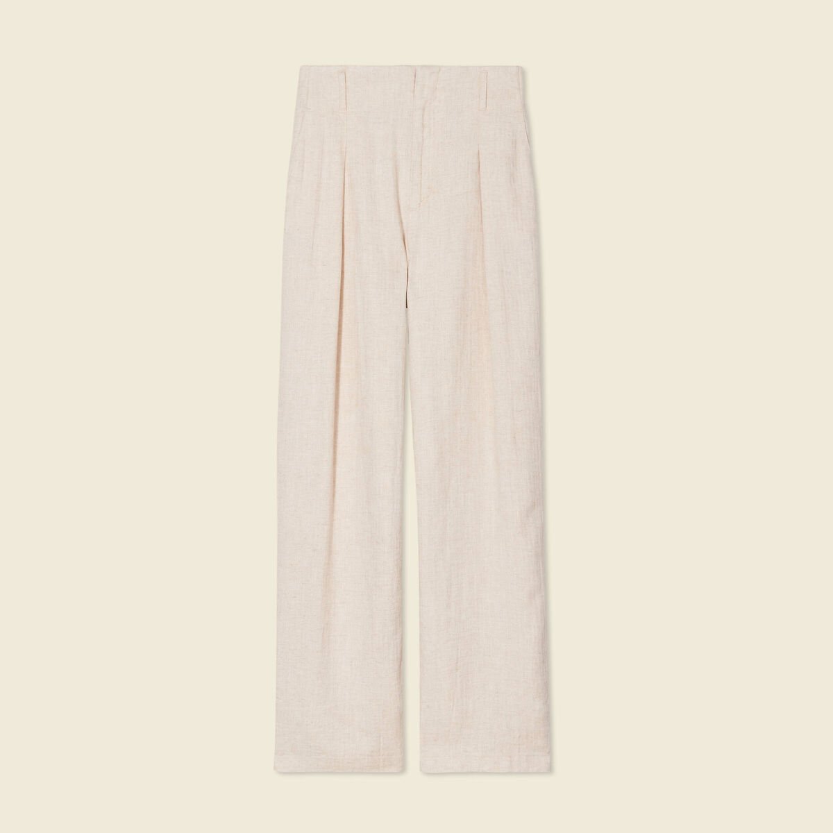 Pantalon large taille haute sable femme