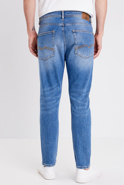 Jeans tapered détails destroy denim stone homme