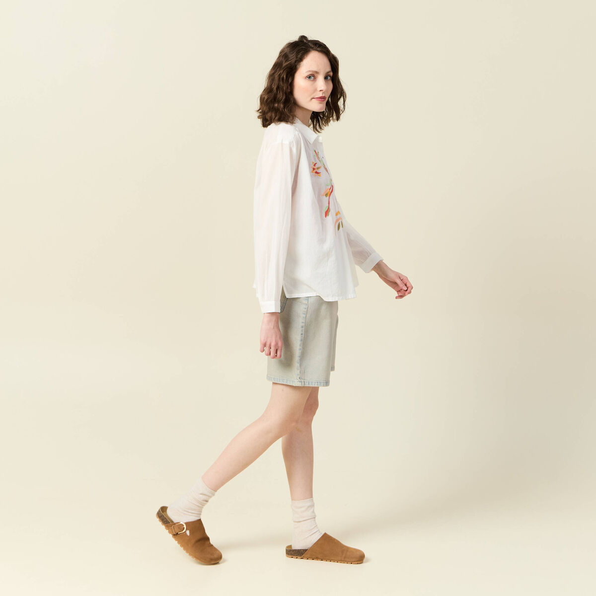 Chemise manches longues ecru femme