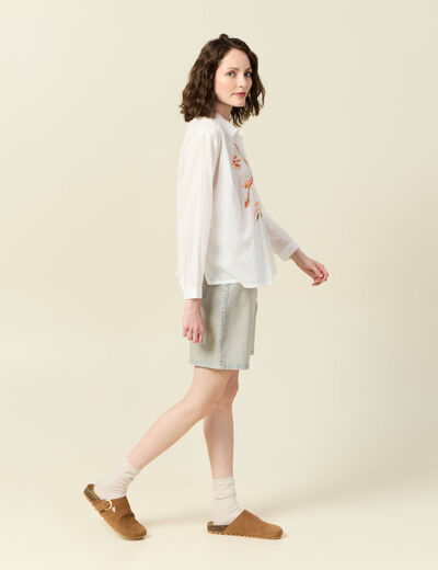 Chemise manches longues ecru femme
