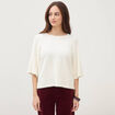 Pull droit manches 3/4 col rond ecru femme