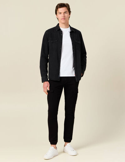 Pantalon cargo taille à cordon noir homme