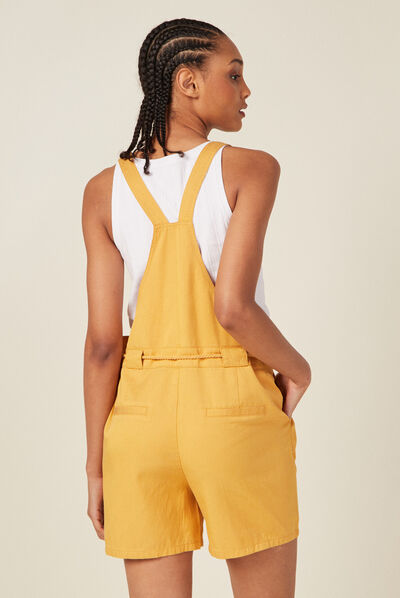 Combishort ceinturée jaune femme