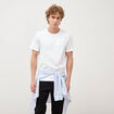 T-shirt col mao manches courtes en coton blanc homme