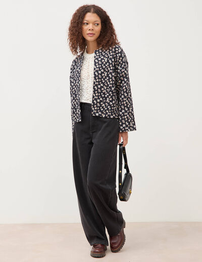 Gilet matelass&eacute; col rond noir femme