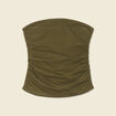 Bustier cropped côtelé vert kaki femme