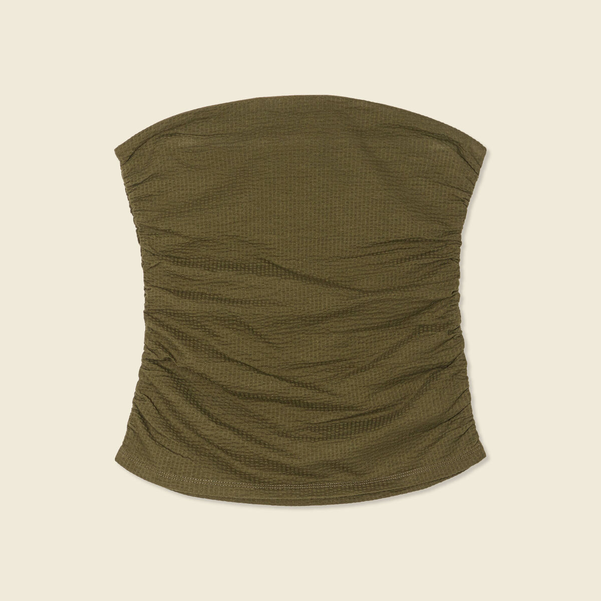 Bustier cropped côtelé vert kaki femme
