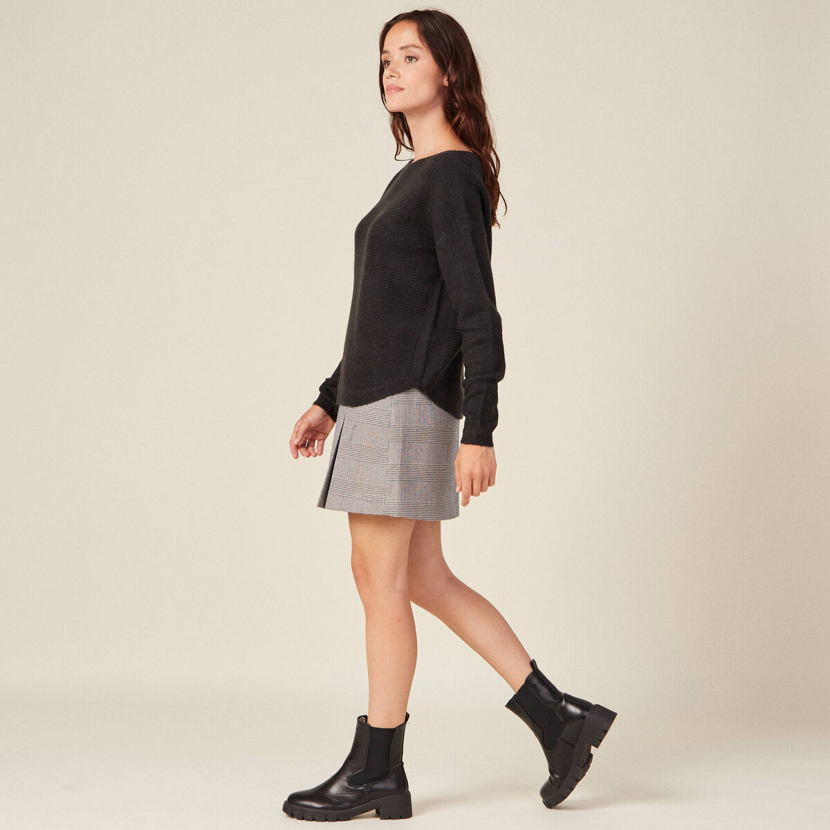 Pull manches longues noir femme